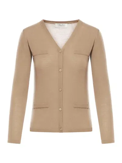 's Max Mara Wool Yarn Cardigan In Nude & Neutrals