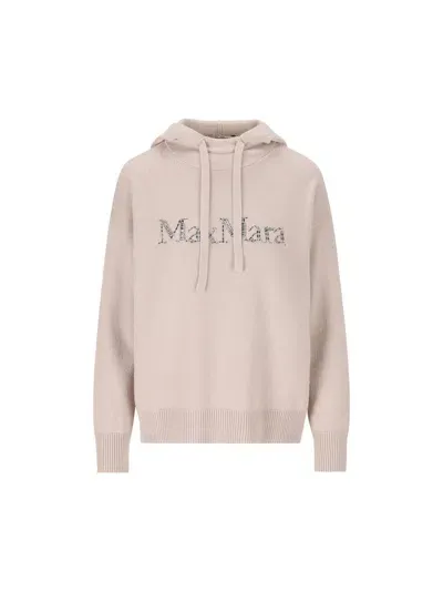 's Max Mara Logo Embellished Knitted Hoodie In Beige