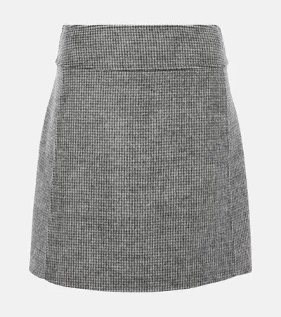 's Max Mara Stone Houndstooth Wool And Mohair-blend Miniskirt In Black