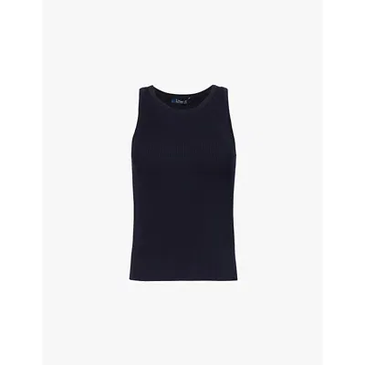 's Max Mara S Max Mara Womens Ultramarine Amburgo Round-neck Rib-knit Cotton Vest Top