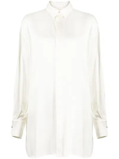 Sa Su Phi Long-length Satin-finish Shirt In Weiss