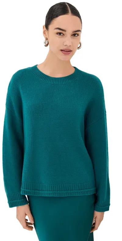 Sablyn Alston Boyfriend Cashmere Crewneck Sweater Marine Teal