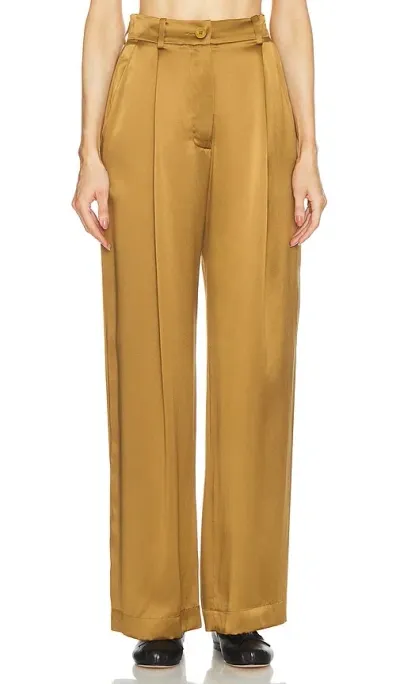 Sablyn Emerson High Rise Pleated Pant In Mustard