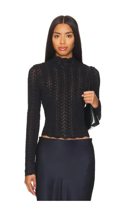 Sablyn Hailey B Cropped Mock Neck Top In Black