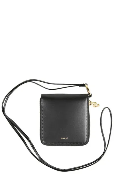 Sacai Bicolor Half Fold Wallet In Black