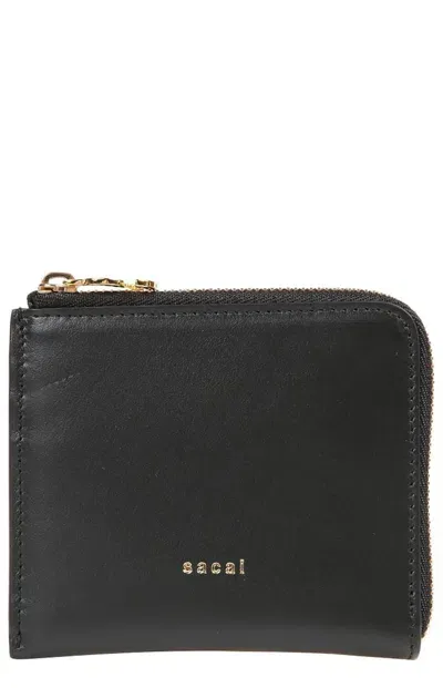 Sacai Bicolor Half Wallet In Black