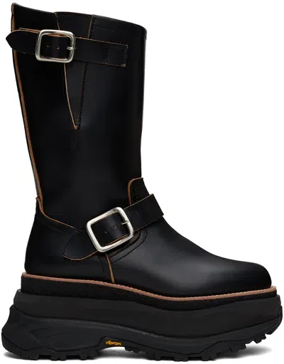 Sacai Black Engineer Boots In 001 Black