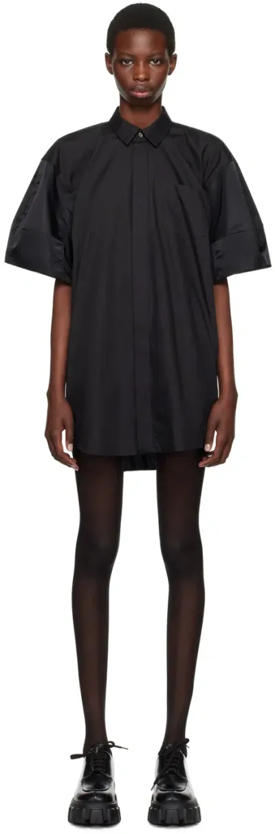 Sacai Black Shirt Minidress In 001 Black