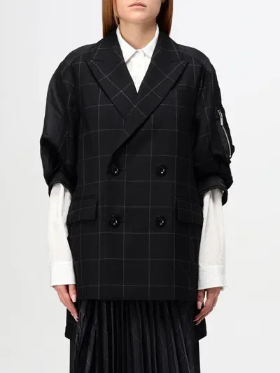 Sacai Blazer  Woman Color Black In Schwarz