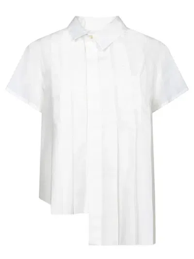 Sacai White Asymmetric Striped Shirt