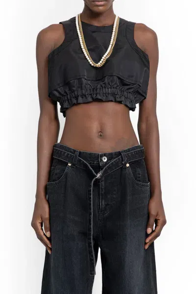 Sacai Crop Tops In Black