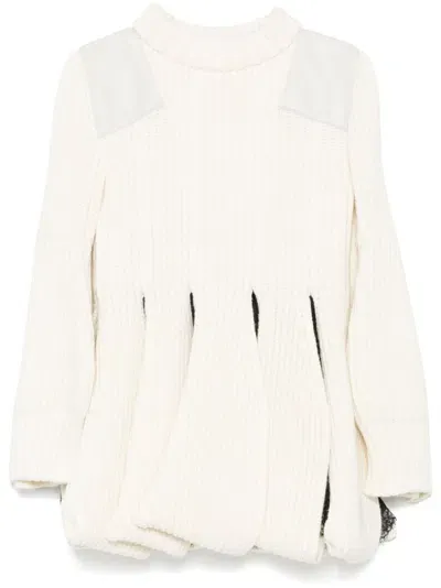 Sacai Cut Out-detail Mini Dress In White