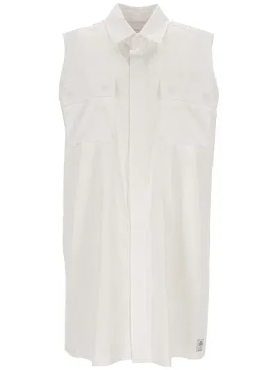 Sacai Button Detailed Sleeveless Dress In White