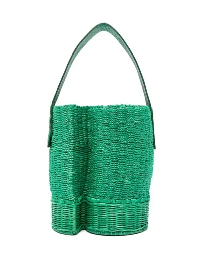 Sacai Interwoven Bucket Bag In Green