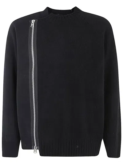 Sacai Knit Blouson Clothing In Black