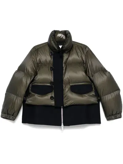 Sacai Layered Puffer Jacket In Green