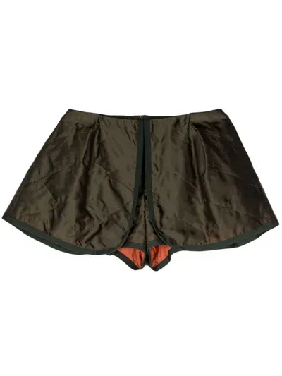 Sacai Layered Quilted Mini Shorts In Green