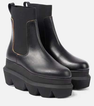 Sacai Leather Chelsea Boots In Black