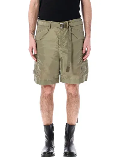 Sacai Cargo Nylon Short In Green