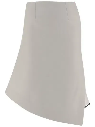 Sacai Melton Asymmetric-cut Midi Skirt In Ecru