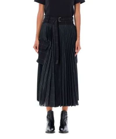 Sacai Midi Skirt In Black