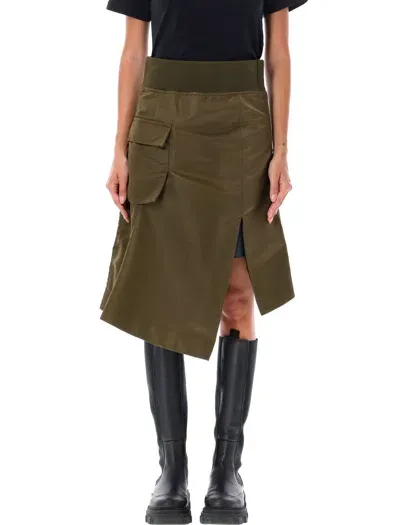 Sacai Midi Skirt Nylon Bomber In Green