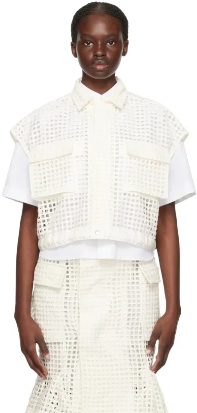 Sacai Off-white Sheer Shirt In 151 Off White