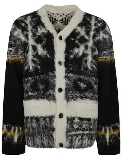 Sacai Pattern Knit Cardigan Clothing In Blue