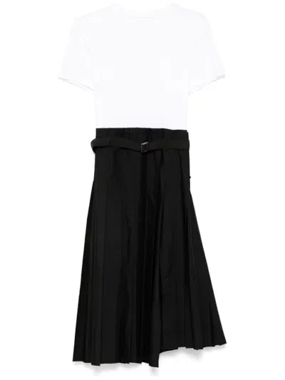 Sacai Pleat Detailing Dress In White