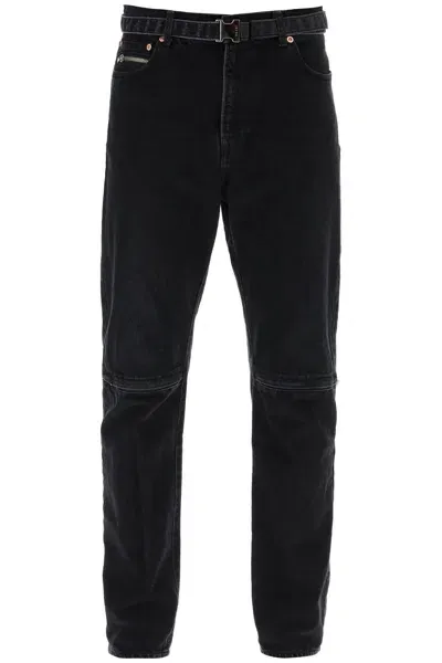 Sacai Jeans Slim Con Cintura In Black