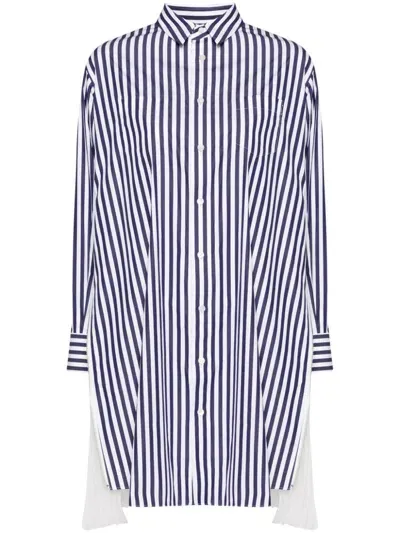 Sacai Striped Mini Dress In Blue