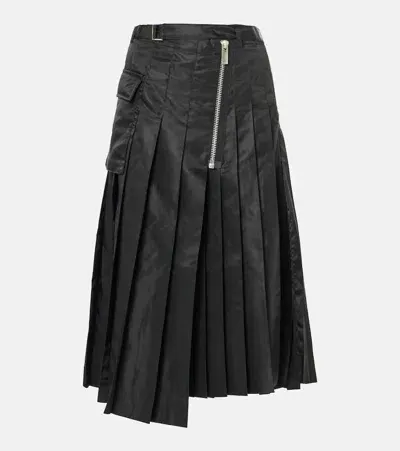 Sacai Twill Midi Skirt In Schwarz