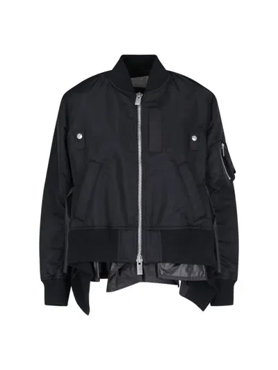 Sacai Twill Nylon Jacket In Black