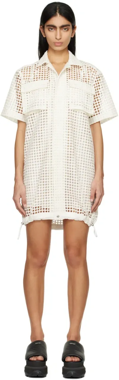 Sacai White Buttoned Minidress In 151 Off White