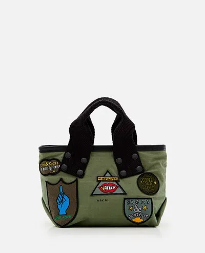 Sacai X Marc Gonzales Small Patch Tote Bag In Green