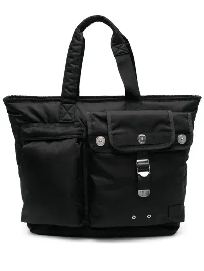 Sacai X Porter Pocket Tote Bag In Black