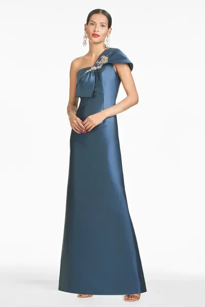 Sachin & Babi Ines Gown In Steel Blue