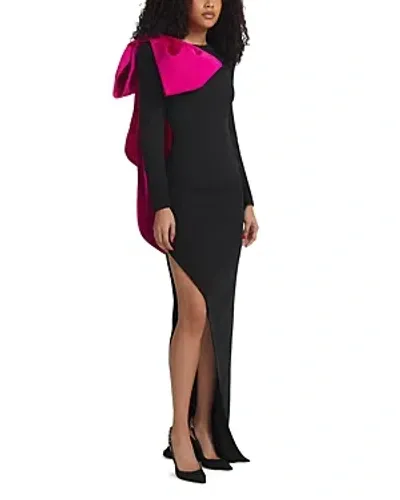 Safiyaa Ines Draped Bow Gown In Beverley On Black