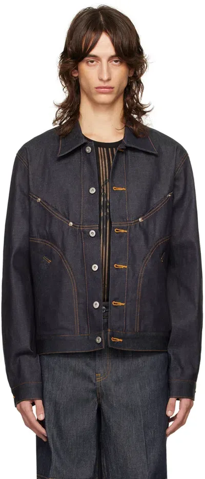 Sage Nation Navy Jiji Denim Jacket In Raw Denim