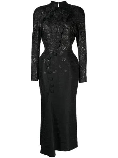 Saiid Kobeisy Brocade-effect Long-sleeve Dress In Black