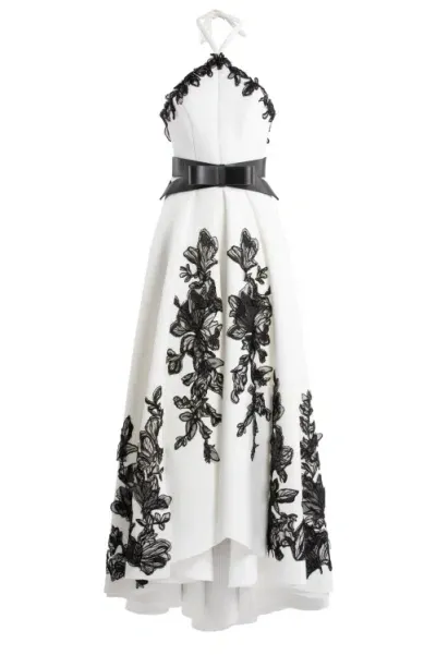 Saiid Kobeisy Floral-embroidered Neoprene Gown In White