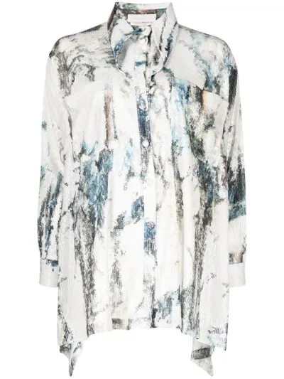 Saiid Kobeisy Sequin Asymmetrical Shirt In Multi