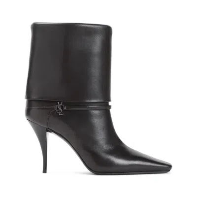 Saint Laurent Luxurious Ankle Boots With Elegant High-quality Leather And Chic 9cm Heel In Black