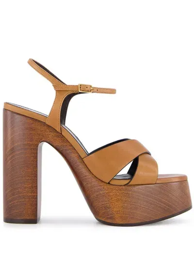 Saint Laurent 85mm Jota 85 Heaven Sandals In Brown