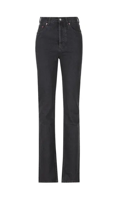 Saint Laurent 90s High Waist Straight Leg Jeans In Black Rock