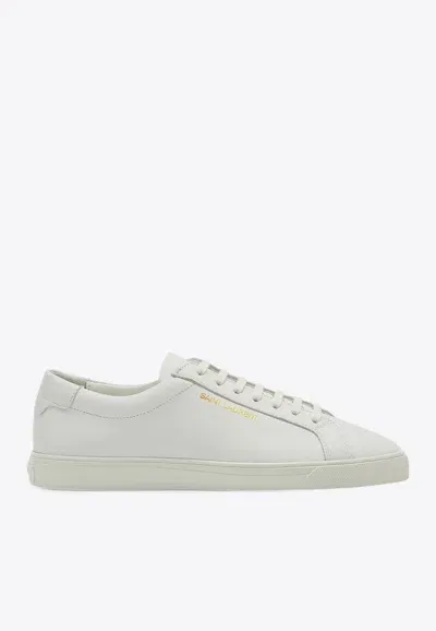 Saint Laurent Andy Leather Low-top Sneakers In White