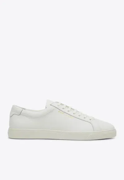 Saint Laurent Andy Leather Low-top Sneakers In Optic White