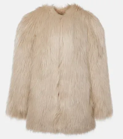 Saint Laurent Animal-free Fur Jacket In Weiss