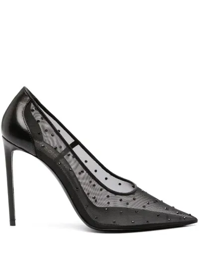 Saint Laurent Anja 114mm Crystal-embellished Pumps In Black