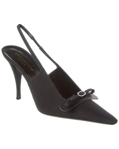 Saint Laurent Bow Line Pointed Toe Slingback Pump In Black